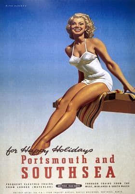 Portsmouth & Southsea, Hampshire. Vintage BR Travel Poster by Alan Durman