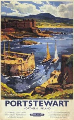 Portstewart, Co Derry, Northern Ireland. Vintage BR Irish Railway and Travel poster by Kenneth Steel
