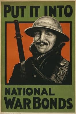 Put it into national war bonds. Vintage WW1 Poster.