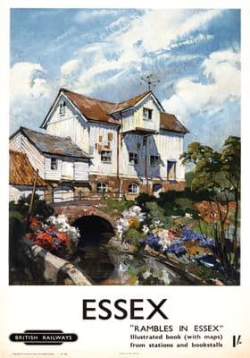 Rambles in Essex. Vintage BR Travel poster by Terence Cuneo. 1952