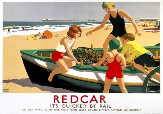 Redcar, Yorkshire, Vintage Railway Travel Poster Print by LNER