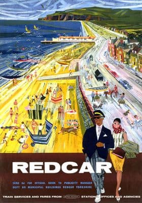 Redcar, Yorkshire. BR Vintage Travel Poster by Hugh Chevins. 1962
