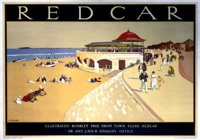 Redcar, Yorkshire. LNER Vintage Travel Poster by A E Martin