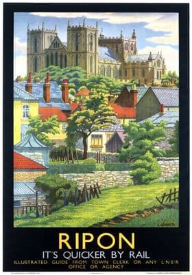 Ripon Cathedral, Yorkshire. Vintage LNER Travel poster by Charles Ginner. c1930