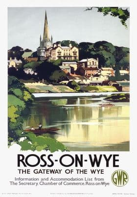 Ross On Wye, Herefordshire. Vintage GWR Travel poster by Claude Buckle. 1938