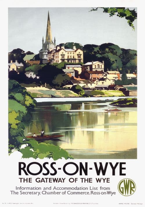 Ross On Wye, Herefordshire. Vintage GWR Travel poster by Claude Buckle. 1938