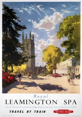 Royal Leamington Spa, Warwickshire. Vintage BR (WR) Travel Poster by Jack Merriot