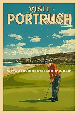 Royal Portrush Golf , North Coast, Northern Ireland.  Vintage Inspired Poster