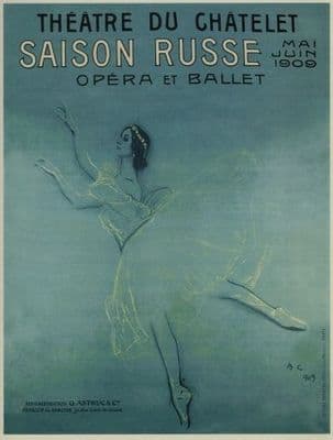 Russian Poster for ballerina Anna Pavlova's tour of France (1909)