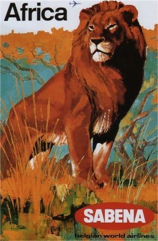 Sabena, Belgian World Airlines poster - Africa