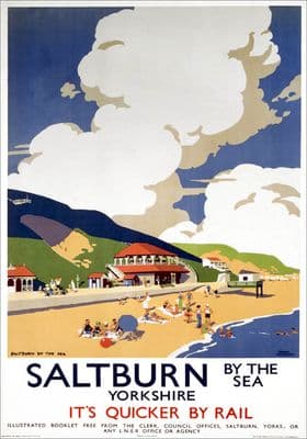 Saltburn by the sea, Yorkshire. LNER Vintage Travel Poster by Frank Newbould