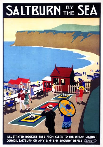 Saltburn by the Sea, Yorkshire. Vintage LNER Railway Travel poster by Henry George Gawthorn.