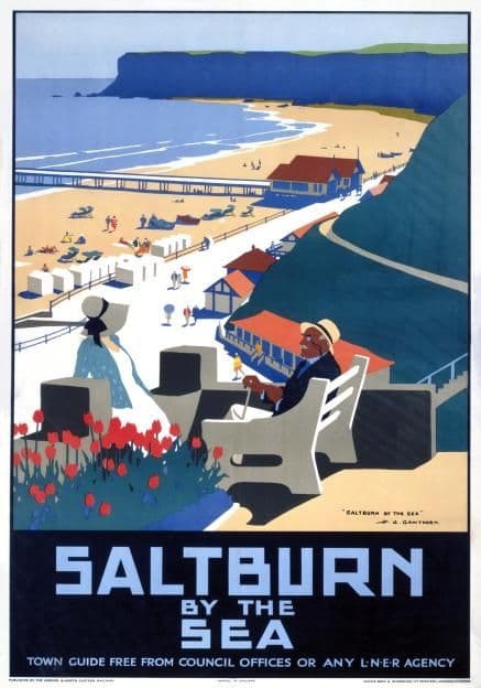 Saltburn by the Sea, Yorkshire. Vintage LNER Travel poster by Henry George Gawthorn