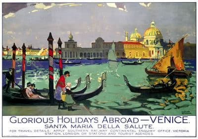 Santa Maria Della Salute, Venice. SR Vintage Travel Poster by Leonard Richmond
