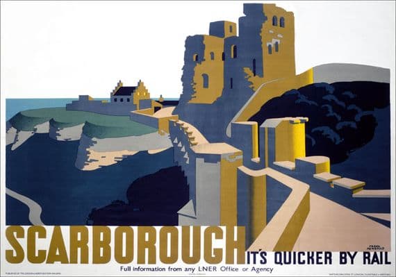 Scarborough Castle, Yorkshire. LNER Vintage Travel Poster by Frank Newbould. 1934