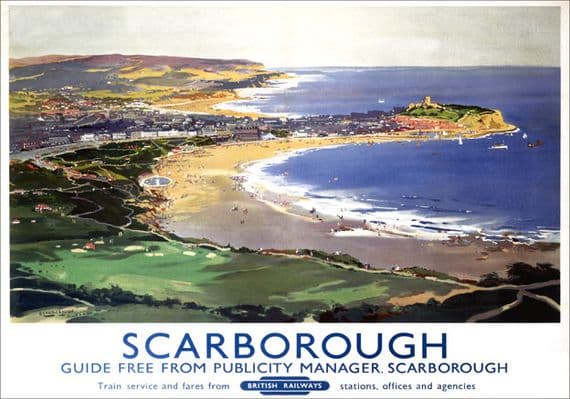 Scarborough Coast, Yorkshire. BR Vintage Travel Poster by Frank Henry Mason. 1948