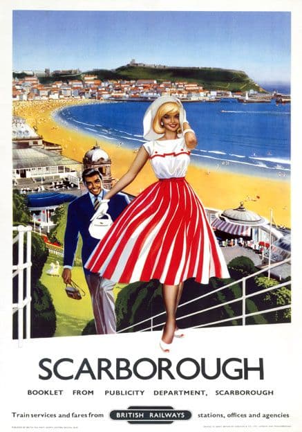 Scarborough Spa & Castle, Yorkshire. Vintage BR Travel poster. 1959