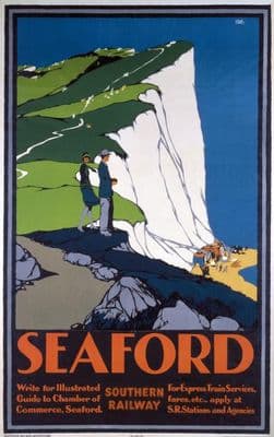 Seaford, Sussex. Vintage Southern Railway Travel Poster by Leslie Carr