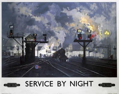 Service by Night, British Railways Travel Poster Art Print