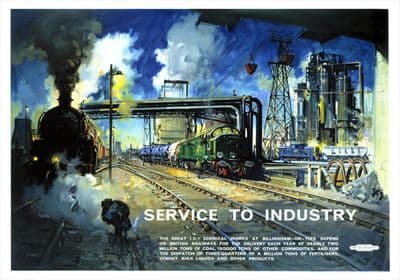 Service to Industry, Billingham. BR Vintage Travel Poster by Terence Cuneo