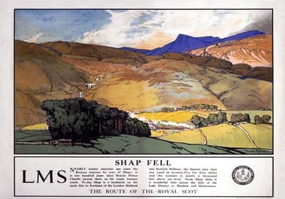 Shap Fell, Cumbria, The Route of The Royal Scot. LMS Vintage Travel Poster by Donald Maxwell
