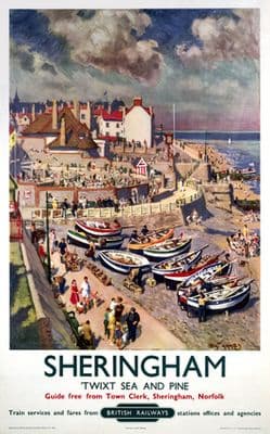 Sheringham, Norfolk, Twixt Sea and Pine. Vintage BR Travel poster by TW Armes.