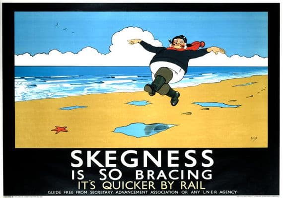 Skegness Is So Bracing, Lincolnshire. LNER Vintage Travel Poster by John Hassall, 1926