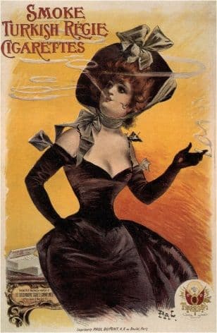 Smoke Turkish Regie Cigarettes. Vintage French Advertising poster.