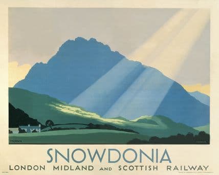 Snowdonia, Wales, Welsh Railway Art Travel Poster Print by London Midland and Scottish Railways