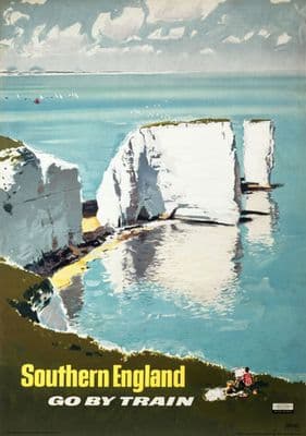 Southern England, Go by Train, British Railways Southern Region travel poster, 1960.