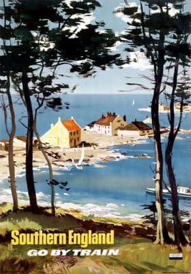 Southern England. British Railways Vintage Travel poster by Langhammer. 1960