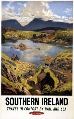 Southern Ireland, Travel by Rail asnd Sea, British Railways, Irish Railway Travel Poster Print