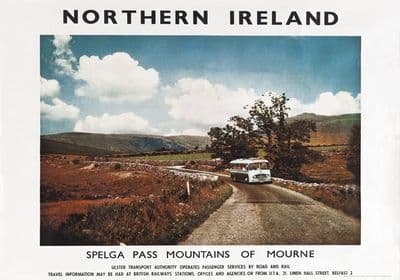 Spelga Pass, Mountains of Mourne. Ulster Transport and British Rail Travel Poster.
