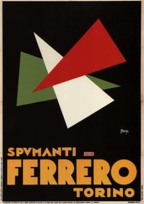 Spumanti Ferrero Torino. Vintage Italian Advertisement Poster.