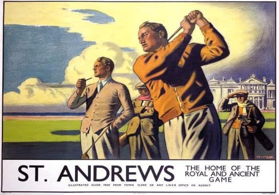 St Andrews Golfing Vintage Travel Poster Print, Scotland, Golf