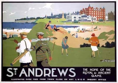 St Andrews, Scotland Golfing Travel Poster, Golf Print, By LNER