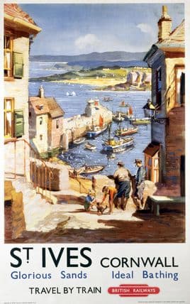 St Ives, Cornwall. Vintage British Railways Travel poster.