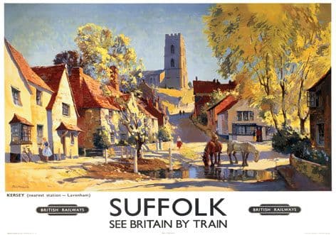 Suffolk, Kersey. Vintage BR Travel Poster.