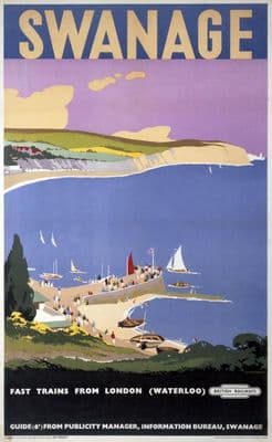 Swanage, Dorset. Vintage British Railways Travel Poster by Verney L Danvers