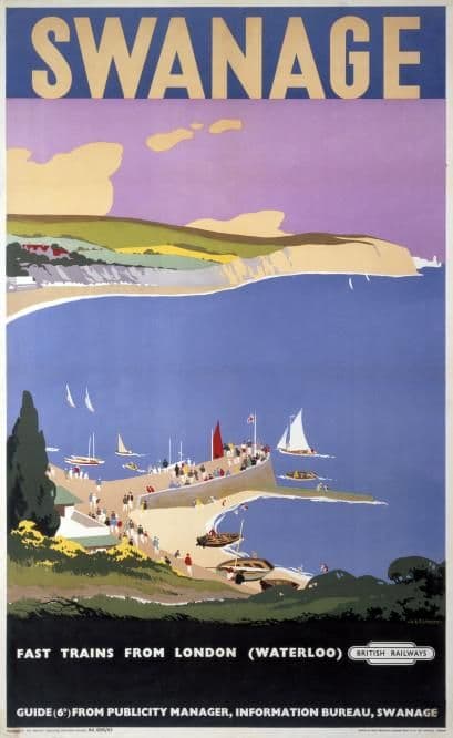 Swanage, Dorset. Vintage British Railways Travel Poster by Verney L Danvers
