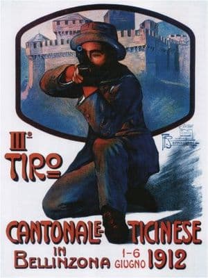 Swiss poster - III Tiro Cantonale Ticinese in Bellinzona (1912)