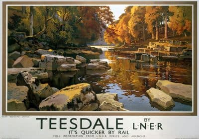Teesdale, near Barnard Castle, Durham. Vintage LNER Travel poster by Ernest William Haslehust