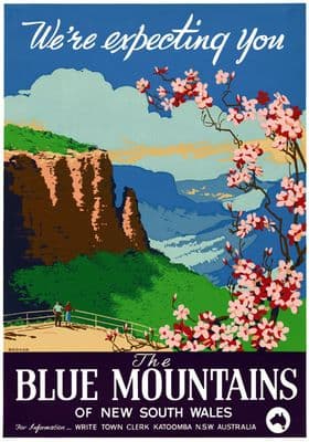 The Blue Mountains, Katoomba, New South Wales. Vintage Travel Poster by Joseph Booker