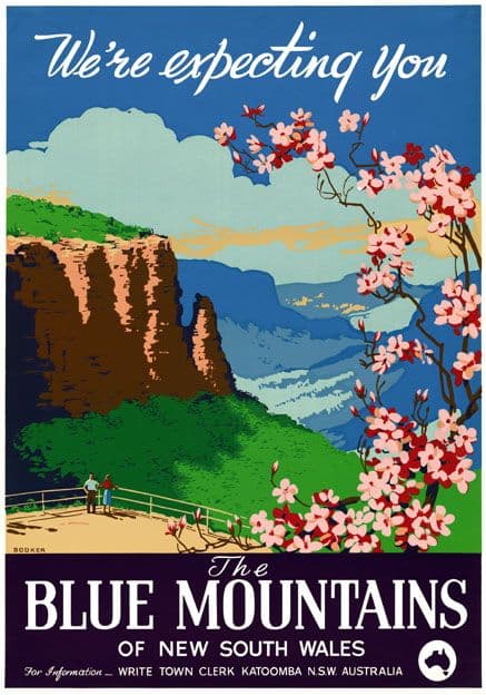 The Blue Mountains, Katoomba, New South Wales. Vintage Travel Poster by Joseph Booker