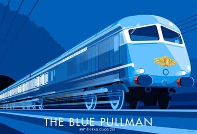 The Blue Pullman,  British Rail Class 251  Vintage inspired railway train  poster