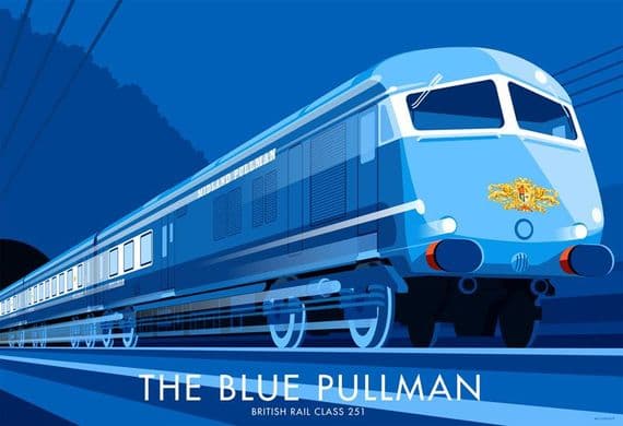 The Blue Pullman,  British Rail Class 251  Vintage inspired railway train  poster