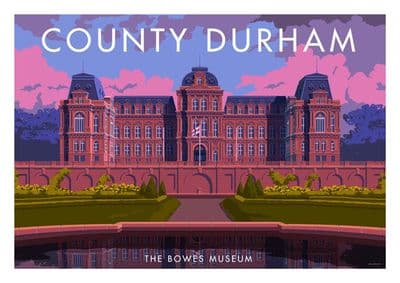 The Bowes Museum, Barnard Castle, Teesdale, County Durham, English Vintage inspired poster