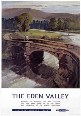 The Eden Valley, Cumbria.  Vintage BR Travel Poster by Claude Buckle