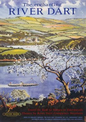 The Enchanting River Dart, Devon. BR Vintage Travel Poster by Cecil King. 1961