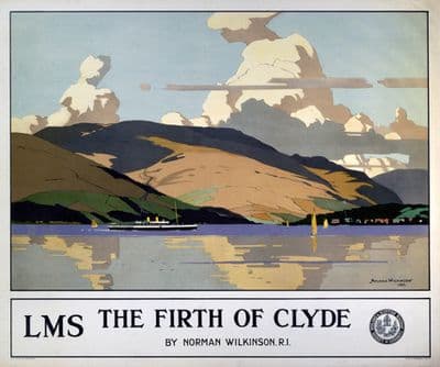 The Firth Of Clyde, Norman Wilkinson Travel Railway Poster Print by LMS